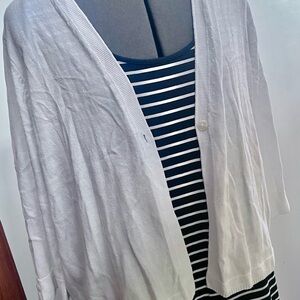 White Linen Blend One Button Cardi